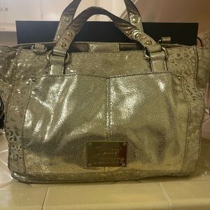 Juicy Couture Shimmery Gold Tote with Front Pocket